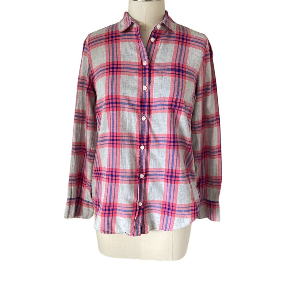 J. Crew Pink and Blue Boy fit Plaid Shirt, Sz XS